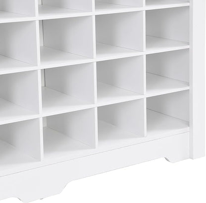 JIVOIT Modern Square Shoe Cabinet with Curved Base, Sleek Design 24 Shoe Cubby Console, Versatile Sideboard for Hallway, Bedroom, Living Room (White,Curved Base)