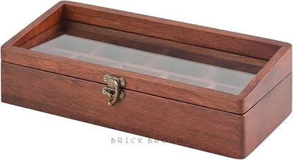 Brick Brown® Premium Handcrafted Wooden Prism Masala Box with Wooden Spoon | 9-Compartment Spice Box Organizer with Acrylic Lid | Masala's Dani Namak Dani Dabba | Masala Container Popula Dabba