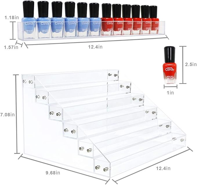 Organizer Rack Stand Holder Large Capacity Acrylic Clear 6 Layers for Nails Polish Essential Oil Lipstick Sunglasses