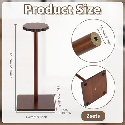 OLYCRAFT 2Pcs Brown Wooden Hat Display Stand with Square Base Vintage Wooden Hat Holder Solid Wood Hats Holder Stand Rack Tabletop Helmet Stand Tabletop Hats Display Rack for Home Store Shelf Decor