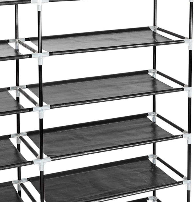 Knocbel 6 Tiers Shoe Rack Dustproof & Water-Resistant Non-Woven Fabric Closet Storage Cabinet Organizer, 44" x 11 1/8" x 43 1/4" (Black)