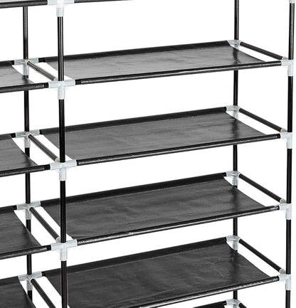 Knocbel 6 Tiers Shoe Rack Dustproof & Water-Resistant Non-Woven Fabric Closet Storage Cabinet Organizer, 44" x 11 1/8" x 43 1/4" (Black)