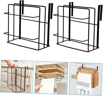 2Pcs Cabinet Door Organizer Iron Towel Rack Storage Double Layer for Kitchen and Bathroom Easy Installation No Drilling Required
