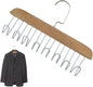 Wooden Belt Holder - Multifunctional Wooden Belt Hanger with 8 Metal Hooks - Wood Tie Scarf Rack Holder Hangers Organizer | for Hanging Belts,Tie,Scarves,neckties, Khaki