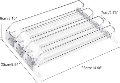 Soda Can Dispenser Organizer for Fridge Automatic Pusher 38cm E Shaped (White)