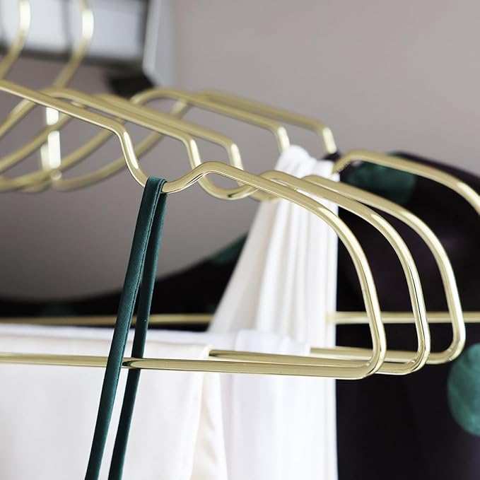 20 Pack Heavy Duty Metal Steel Wire Clothes Hanger, Ultra Slim & Short Neck Hanger,Space Saving Durable Non-Slip Felt Hangers, Closet Organizer for Home Dorm Laundry (Gold)
