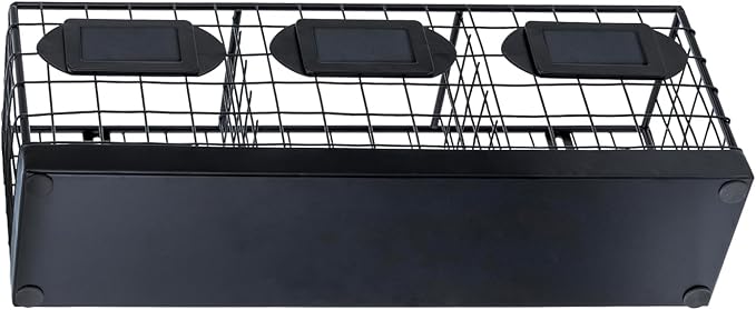 MyGift Wall Mountable Black Metal Utensil Holder Organizer, 15.7" Countertop Kitchen Silverware Flatware Caddy Holder Storage Basket with 3 Compartments and Chalkboard Labels