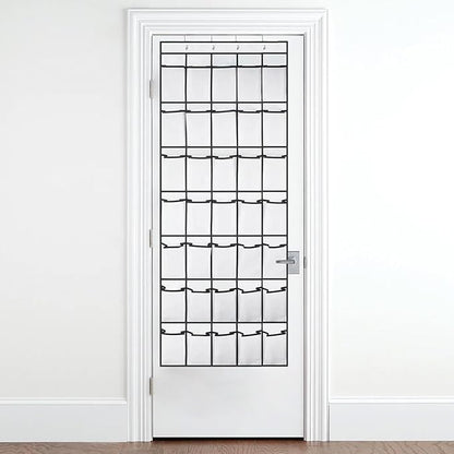 SYOWADA 35 Pocket Over the Door Shoe Organizer Hanging Large Capacity Closet Storage Entryway Organizer Hanging Bag Shoes Sneaker With 4 Metal Hooks, White
