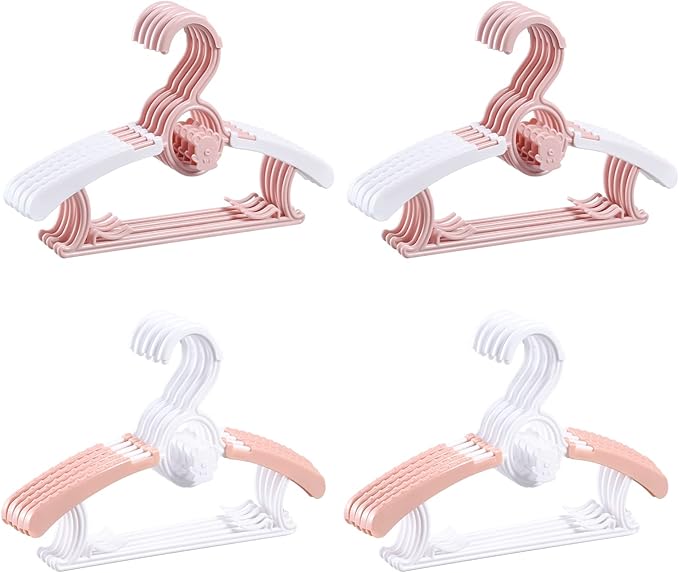 Baby Adjustable Clothes Hangers,20pcs Kids Non-Slip Bow Rack Hangers,Extendable Coat Plastic Hangers for Newborn Infant Toddler Child Laundry Nursery Closet
