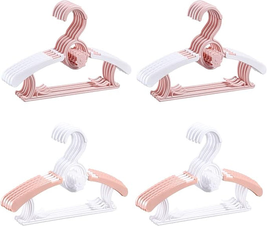 Baby Adjustable Clothes Hangers,20pcs Kids Non-Slip Bow Rack Hangers,Extendable Coat Plastic Hangers for Newborn Infant Toddler Child Laundry Nursery Closet