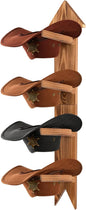 Cowboy Hat Holder for Wall, Wooden Rustic Farmhouse Hook Rack- Holds up to 4 hats(Brown)