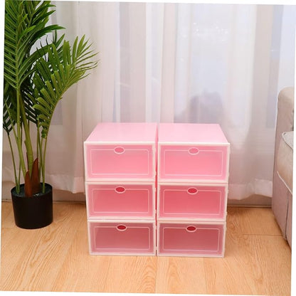 Hohopeti 6pcs Thicken Shoe Boxes Stackable Storage Boxes for Shoes Closet Organizers Kitchens Offices