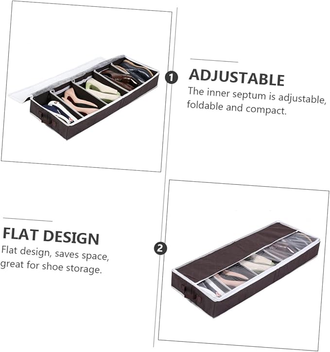 Healifty Portable Foldable Non Woven Shoes Storage Box with Visible Window Lightweight Shoe Organizer for Home Small Space Saving and Large Capacity