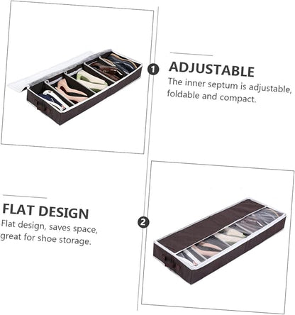 Healifty Portable Foldable Non Woven Shoes Storage Box with Visible Window Lightweight Shoe Organizer for Home Small Space Saving and Large Capacity