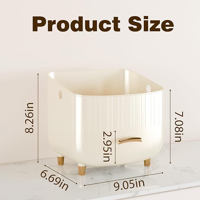 Makeup Organizer Countertop Vanity with Drawers Cosmetic Skincare Bathroom Storage Gift for Women Teens Girls (White)