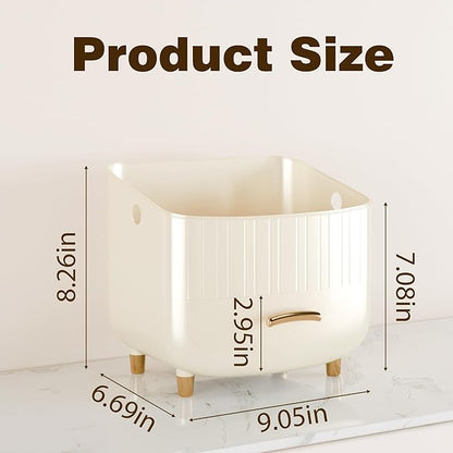 Makeup Organizer Countertop Vanity with Drawers Cosmetic Skincare Bathroom Storage Gift for Women Teens Girls (White)