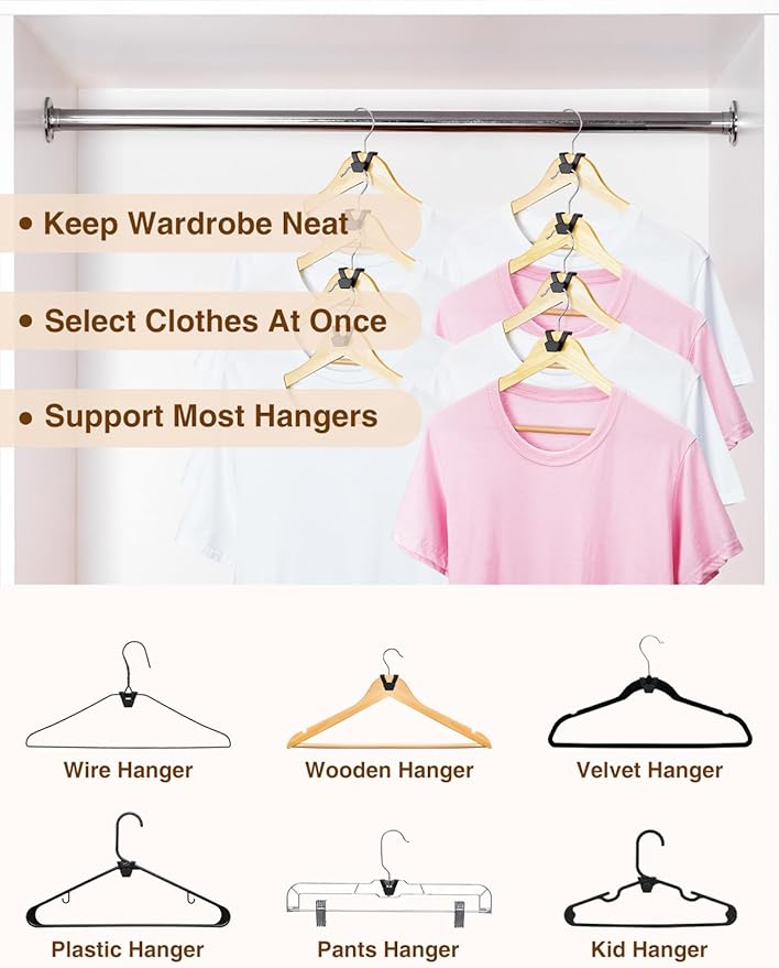Smartor Clothes Hanger Connector Hooks 120 Pack, Closet Storage and Organization as Hangers Space Saving, Hanger Add on Hook as Closet Organizer, Stacking Hangers, Cascading Space Saver, Black