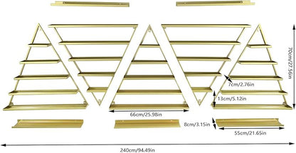 Metal Nail Polish Rack for Nail Salon, 5 Tiers Nail Polish Rack, 10PCS Triangular Perfume Holder, Lipstick Perfume Wall Shelf for Spa Nail Salon Shop Home (Gold)