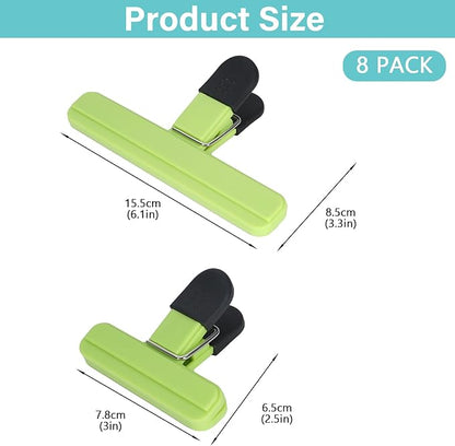 8 Pack Chip Clips, Wide Open Food Clips Bag Clips for Food Storage with Airtight Seal Grip, Snack Clips for Food Bags, Heavy Duty Sealing Clip for Home, Office and More (4 x L, 4 x S)