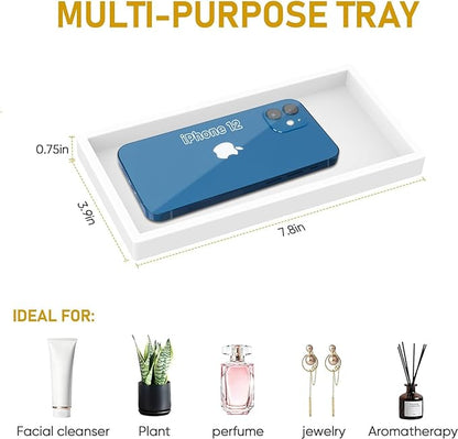 EG-SIPRO Silicone Bathroom Tray, Thickened Shatterproof Rectangle Vanity Tray for Counter, Soap Dispenser Tray - Small 7.8 * 3.9 in - White Marble Pattern