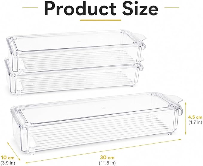 3 Pack Pasta Storage Container Plastic Spaghetti Food Storage Box, Airtight Spaghetti Noodle Holder Rectangular Chopstick Storages Box for Spaghettis, Pasta, Noodles, Eggs, Fruits Snacks