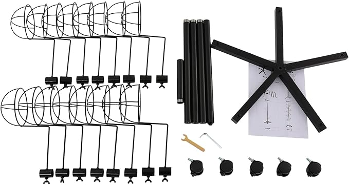 Hat Rack with 16 Circular Hooks, Metal Hat Display Stand, Freestanding Rotating Hat Stand, Adjustable Large Hats Display Rack, Modern Floor Wig Rack for Home Retail Store (Black)