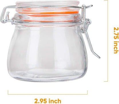 Small Glass Jars With Airtight Lids, Glass Spice Jars 5 oz,Maosn Jars With Leak Proof Rubber Gasket 150ml,Glass Storage Containers With Hinged Lid,Mini Kitchen Canisters 24 Pack