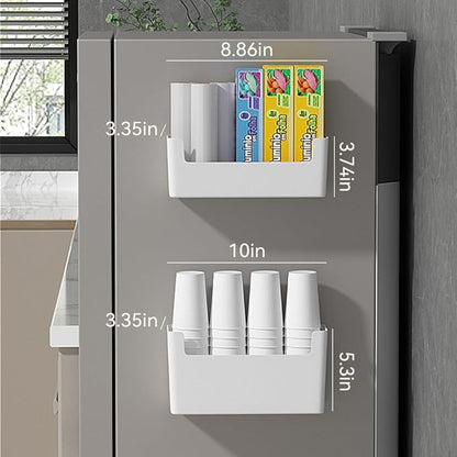 Over Cabinet Door Organizer Plastic Adhesive Storage Containers 2 Pack Kitchen Wrap Organizer Shelf for Wall Bathroom Office Pantry, White