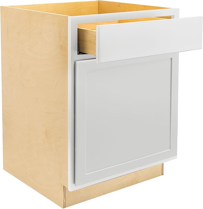 Quicklock RTA (Ready-to-Assemble) | Base Kitchen Cabinets - Shaker Style | Made in America (Pure White, 24" Wx34.5 Hx24 D Base)