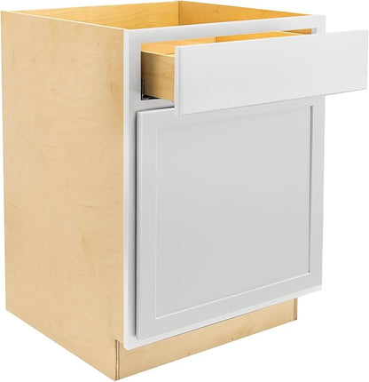 Quicklock RTA (Ready-to-Assemble) | Base Kitchen Cabinets - Shaker Style | Made in America (Pure White, 24" Wx34.5 Hx24 D Base)