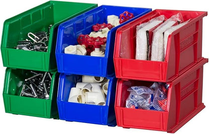 Akro-Mils 30230 AkroBins Plastic Storage Bins, Space-Saving Stackable Bins for Garage, Pantry, Craft Organization, 11" x 5" x 5", Green, 12-Pack