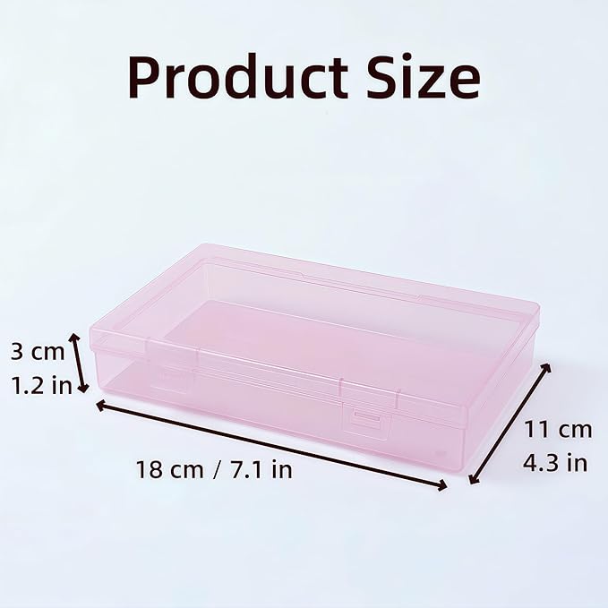 4-Pack Pink Plastic Storage Boxes with Lids, Organizer Containers for Small Parts, Crafts, Jewelry, Office Supplies (180x110x30mm) Pink Plastic Case