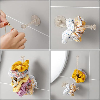 EXCEART 4pcs Adhesive Scrunchie Holder Wall Hooks Scrunchy Storage Scrunchies Holder Stick Headband Hair Ties Holder Organizer