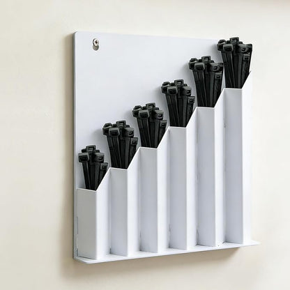 Zip Tie Organizer with 6 Pockets,Cable Tie Holder Aluminum Cable Tie Organizer Storage for Workshop Garage, Cable Tie Storage Holder for Electrical Wire Ties Cable Tie Holder (Silver)