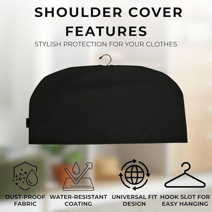 Shoulder Covers for Clothes - Breathable Garment Dust Covers Protectors for Suit, Coats, Jackets, Dress Closet Storage (Black, Set of 10)