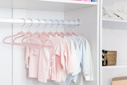 ManGotree 11" Baby Velvet Hangers, Non-Slip Kids Coat Hangers with 360° Swivel Hook, Ultra-Thin Felt Children's Hanger for Infant & Toddler Clothes, 66 Pack (Light Pink)