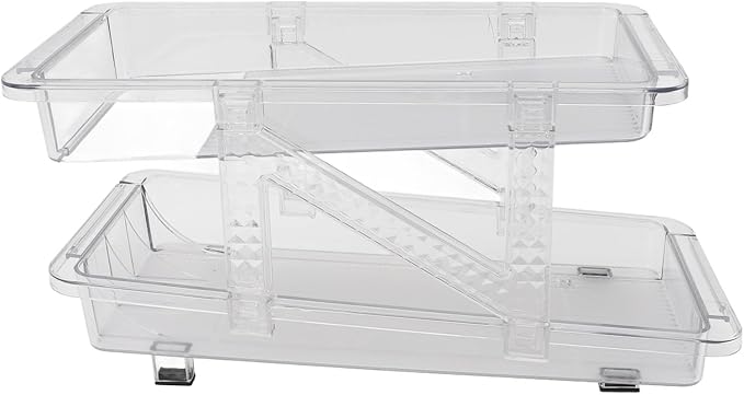HERCHR Stack Can Dispensers, Rolling Soda Can Organizer 2 Layer Clear Expandable Beverage Rack Automatic Rolling Beer Holder Display for Fridge Pantry Freezer