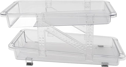HERCHR Stack Can Dispensers, Rolling Soda Can Organizer 2 Layer Clear Expandable Beverage Rack Automatic Rolling Beer Holder Display for Fridge Pantry Freezer