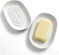 Ceramic Marble Pattern Soap Dish, Textured Raised Soap Saver Tray for Shower Bathroom Kitchen Sink Vanity, Easy to Clean Multi-Use Holder for Bar Soap Jewelry Rings Keys, White (2 Pack)