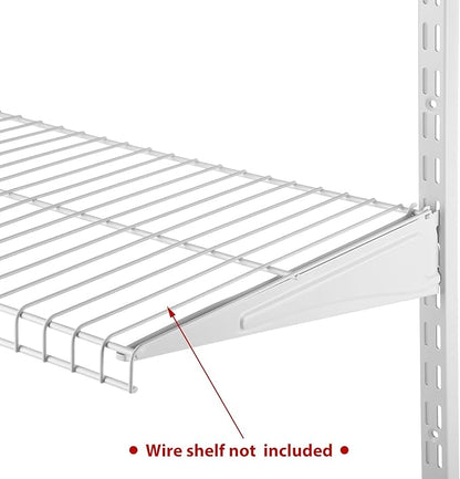 CroBlissful 47.5 Inch Twin Rail Upright Wall Shelving System with 12 Inch Locking Shelf Bracket Adjustable Closet System Heavy Duty Metal Support for Deep Wire Shelving Closet (16 Pcs)