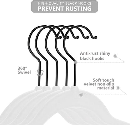MIZGI Baby Velvet Hangers,Non-Slip Kids & Toddler Hangers,11.8 Inch Hangers for Baby Clothes,Pack of 50(White/Black)