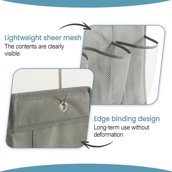 MiOYOOW Over the Door Shoe Organizer, Large Hanging Shoe Organizers Hanger Storage Holder with 24 Mesh Pockets & Hooks for Narrow Closet, Bedroom, Bathroom Shoes, Accessories