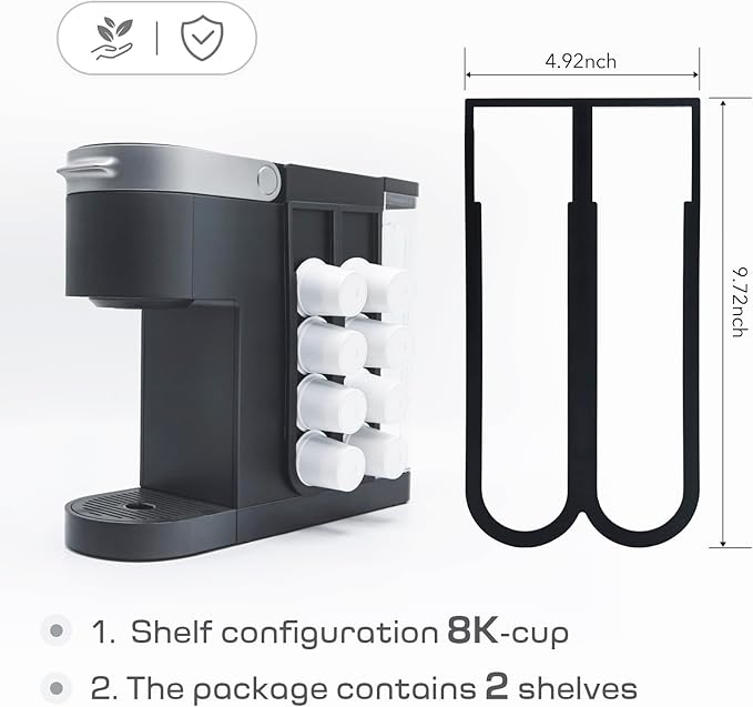K Cup Holder for Keurig Coffee Pod, 2PCS Wall Mount Coffee Pod Holders, Space Saving K-cup Organizer for Small Counts & Cabinets (2 Packs for 16 K Cups)