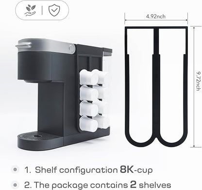 K Cup Holder for Keurig Coffee Pod, 2PCS Wall Mount Coffee Pod Holders, Space Saving K-cup Organizer for Small Counts & Cabinets (2 Packs for 16 K Cups)