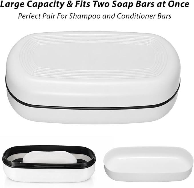 Bar Soap Travel Case, Shampoo Bar Holder Soap Case Holder for 5 oz/10 oz Bars Portable Shampoo Bars Soaps Cases with Draining Pad for Shower Bathroom Gym Traveling