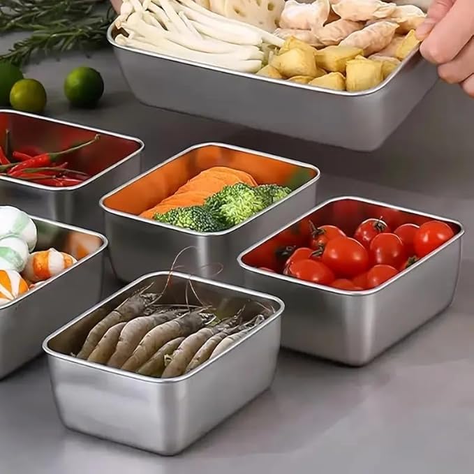 6pcs Stainless Steel Stacking Food Containers with Lids, Reusable Snack & Prep Containers for Office, sp-00018