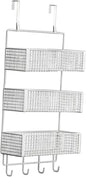 Over The Door Organizer Wall Mounted Shelf Large Capacity Seasoning Shelves Door Back Metal Wire Basket for Cabinet Bedroom, S White