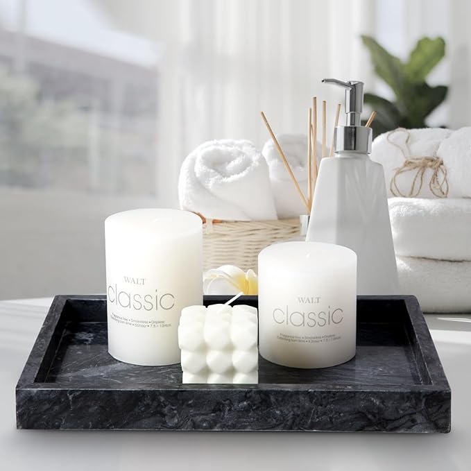 Natural Marble Tray for Bathroom - 12"x 8" x 1.2" Natural Marble Serving Tray, Elegant Marble Vanity Organizer for Bathroom, Kitchen, and Home Décor