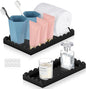 2 Pack Acrylic Bathroom Vanity Tray 7.9" and 9.6", Soap Dispenser Decorative Scalloped Tray for Bathroom Kitchen Living Room Decor Vanity Perfume, Black