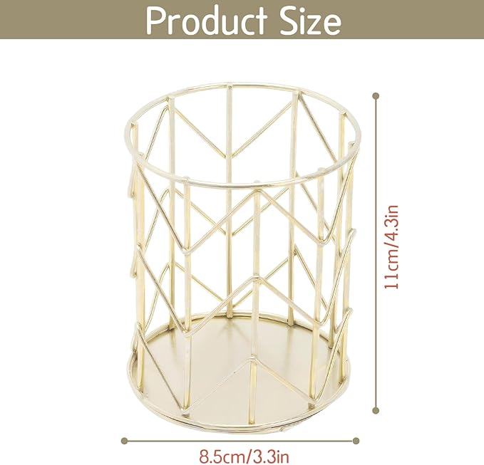 Tissting Gold Cutlery Basket Organizer 3.3×4.3in/8.4×10.9cm, Hollow Metal Utensil Holder for Spoon Fork Chopsticks, Kitchen Tableware Storage Caddy, Countertop Accessory
